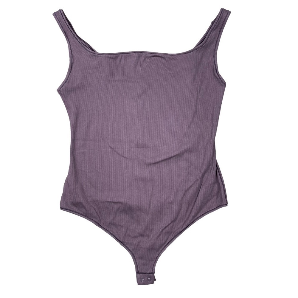 Skims Bodysuit 3X NWT Cotton Rib Sleeveless Ribbed Cotton Stretch Purple Garnet